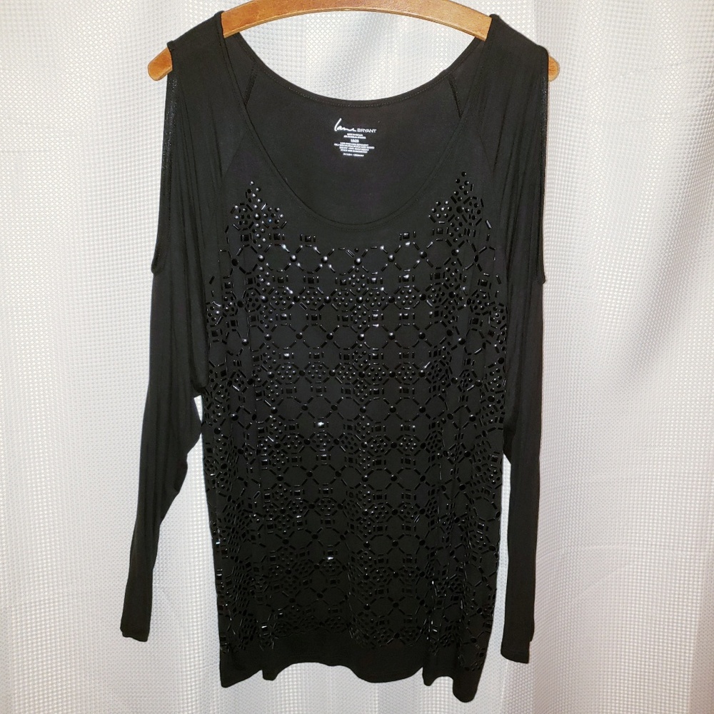 Lane Bryant Cold-Shoulder Embellished Top NEW